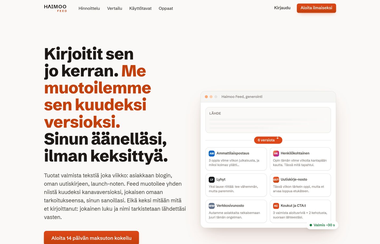 Haimoo Feed sovellus