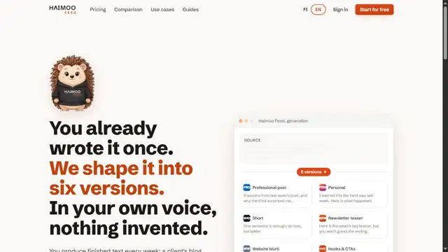 Feed product interface in English
